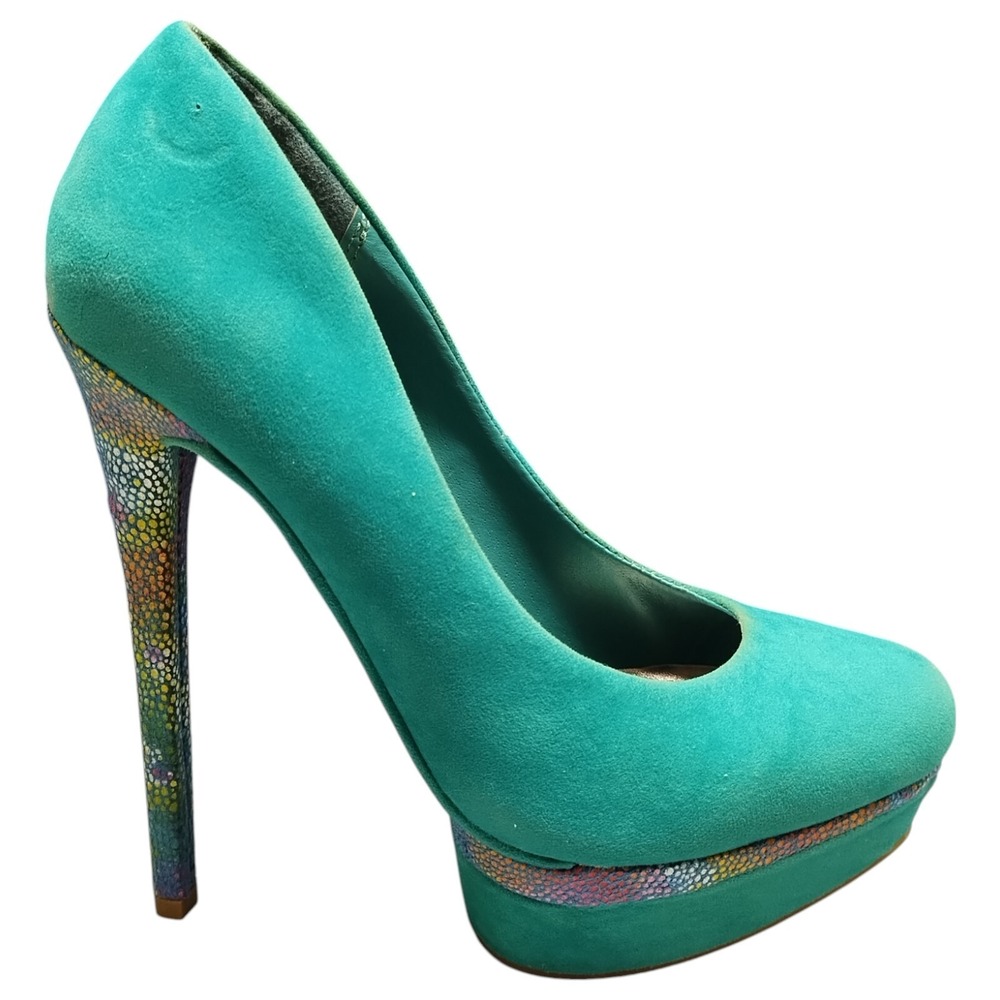 Rouge Beyonce Stiletto Heel Platform Womens US 7 Green Suede Upper 018193656